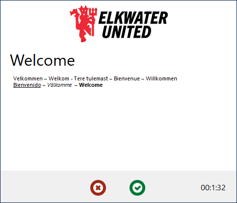An Info action dialog with a timeout